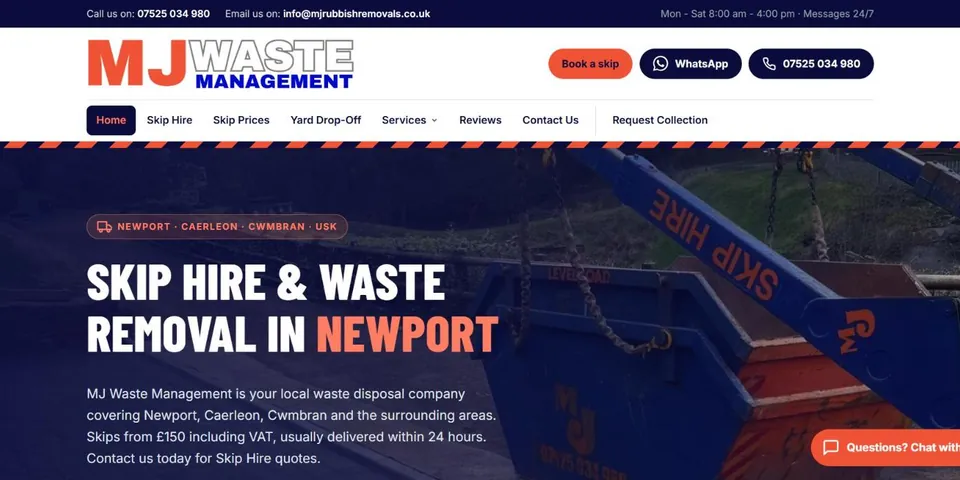 MJ Waste Management website